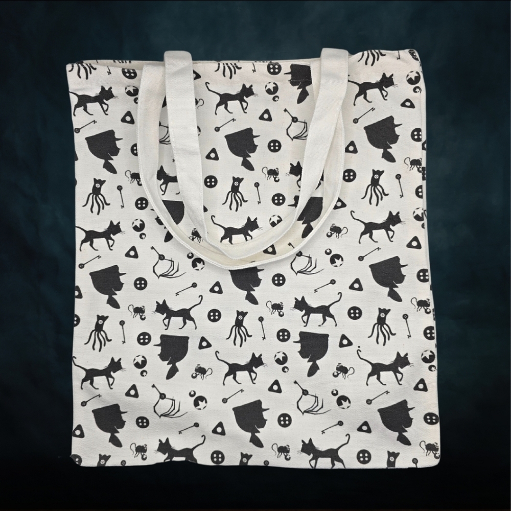 Coraline Silouette Tote Bag- White & Black